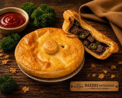 A steak and jalapeño pie cut open